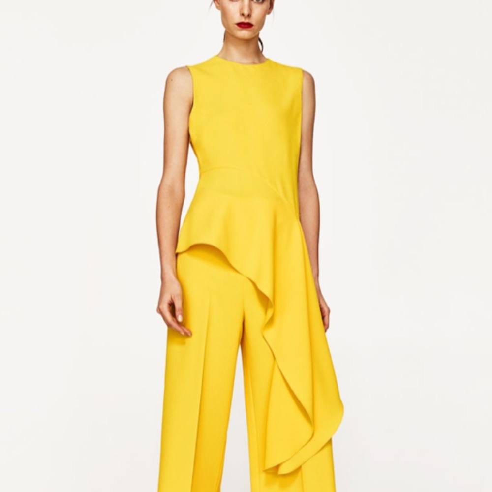 ZARA yellow asymmetrical hem top